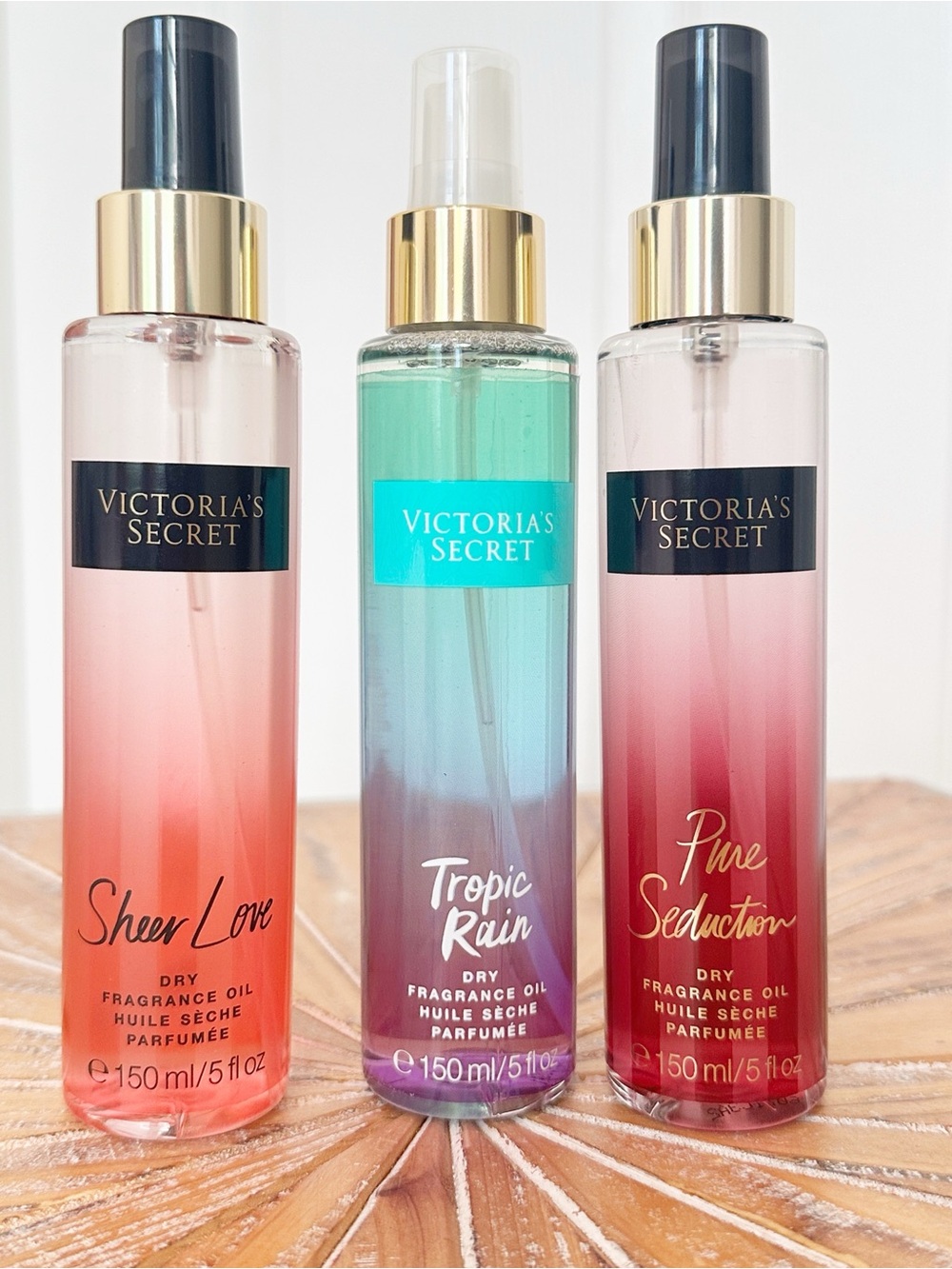 Trio of NWT Victoria’s Secret Dry Fragrance Body Oils 150 ml / 5 fl oz each